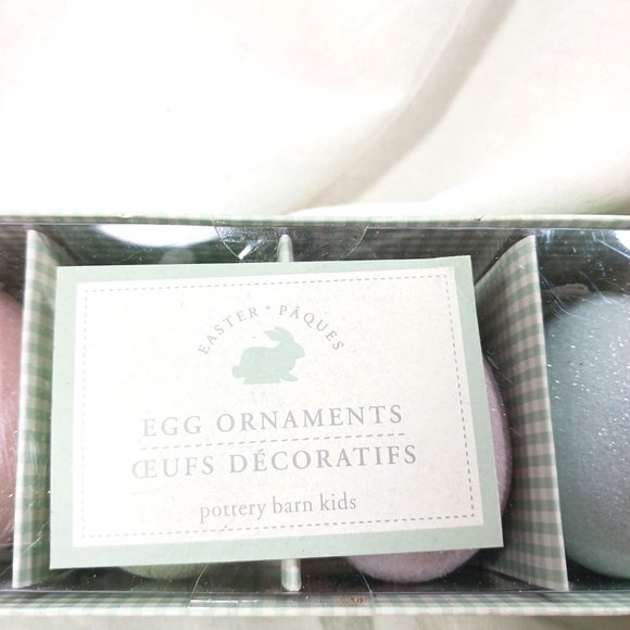 Pottery Barn Kids Egg Ornaments Pastel Glitter Hanging Easter Eggs 4pc NEW NWT - Picture 2 of 5